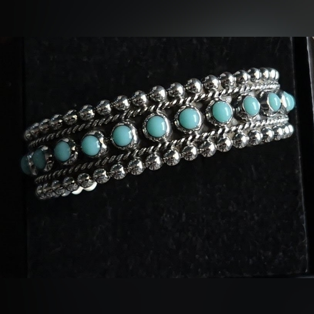 NWOT Seed & Sage Sterling Silver Turquoise Cuff - 19 Stone Artisan Piece - 24.8g